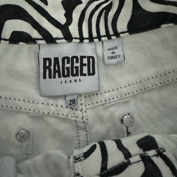 Ragged Zebra Print Denim Jeans - Picture 8 of 10